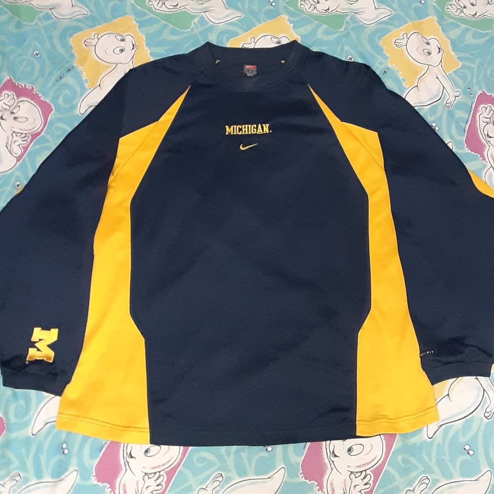 90s Nike Authentic Michigan Wolverines Long Sleeve Jersey Shirt Vintage